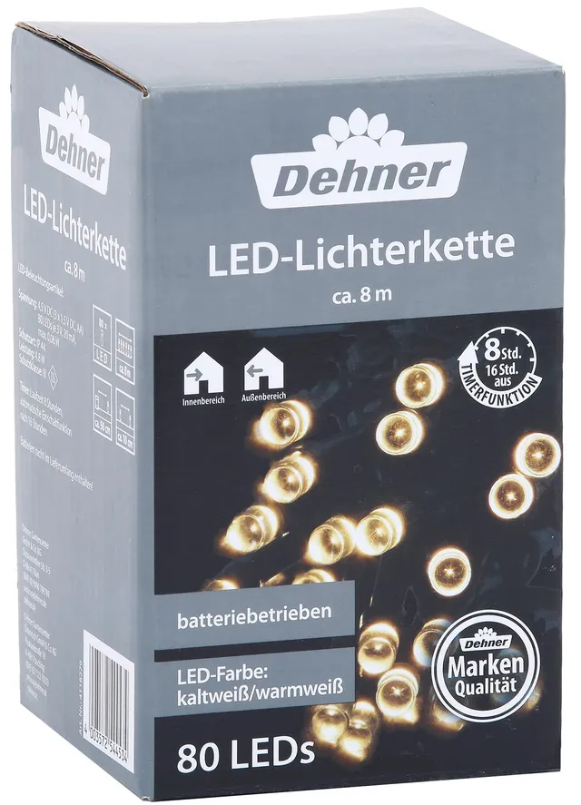 Dehner LED-Lichterkette 790 cm warmweiß Batterie
