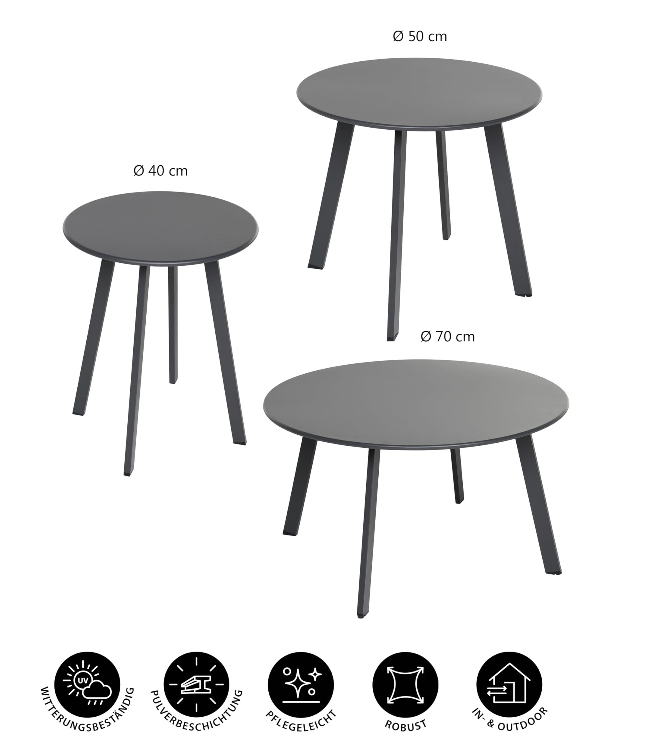 Dehner Lian Kaffeetisch Beistelltisch grau 50 cm Stahl