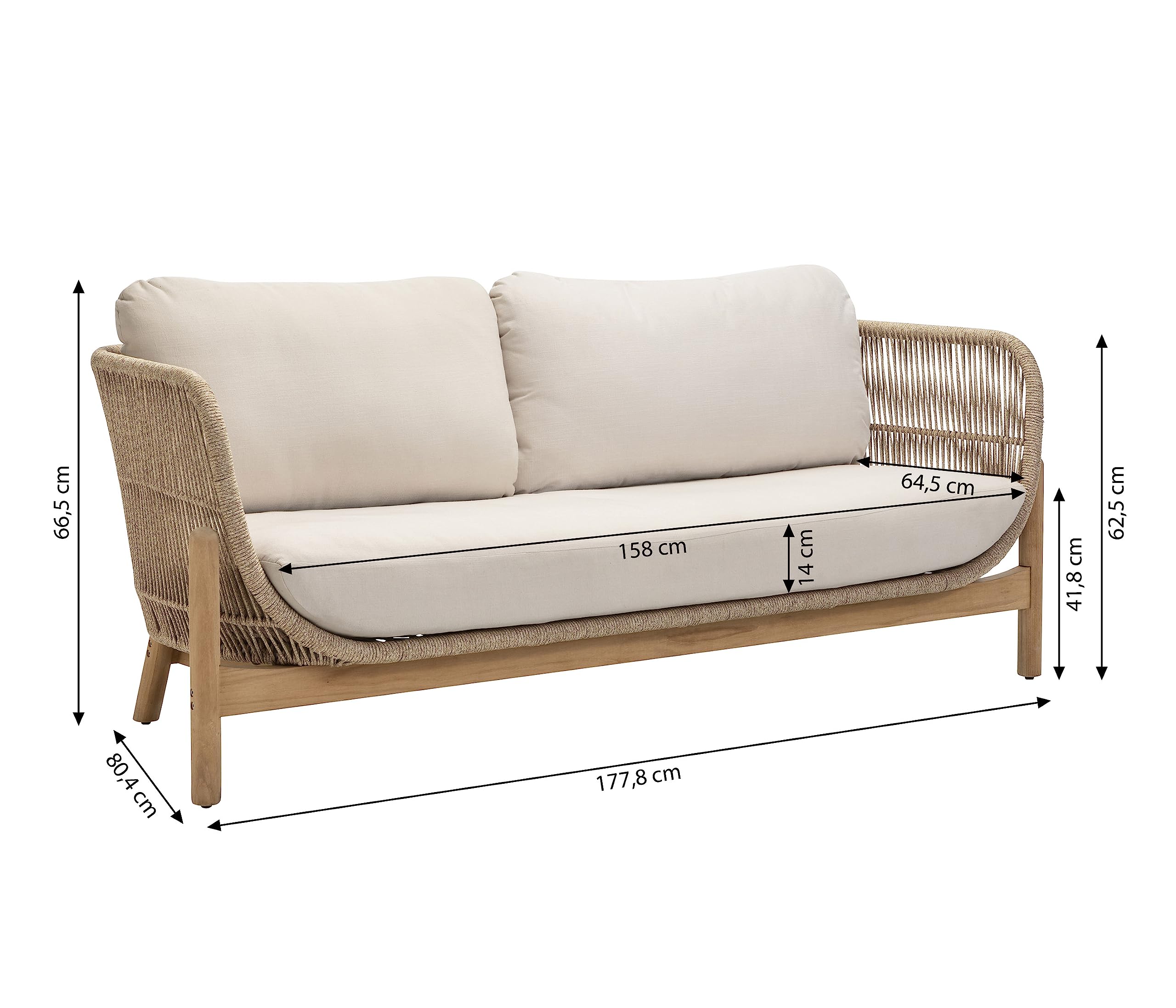 Dehner Portofino 2-Sitzer Gartensofa Teak Natur