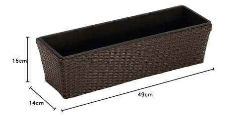 Dehner Blumenkasten Polyrattan 49x16cm braun mit Einsatz