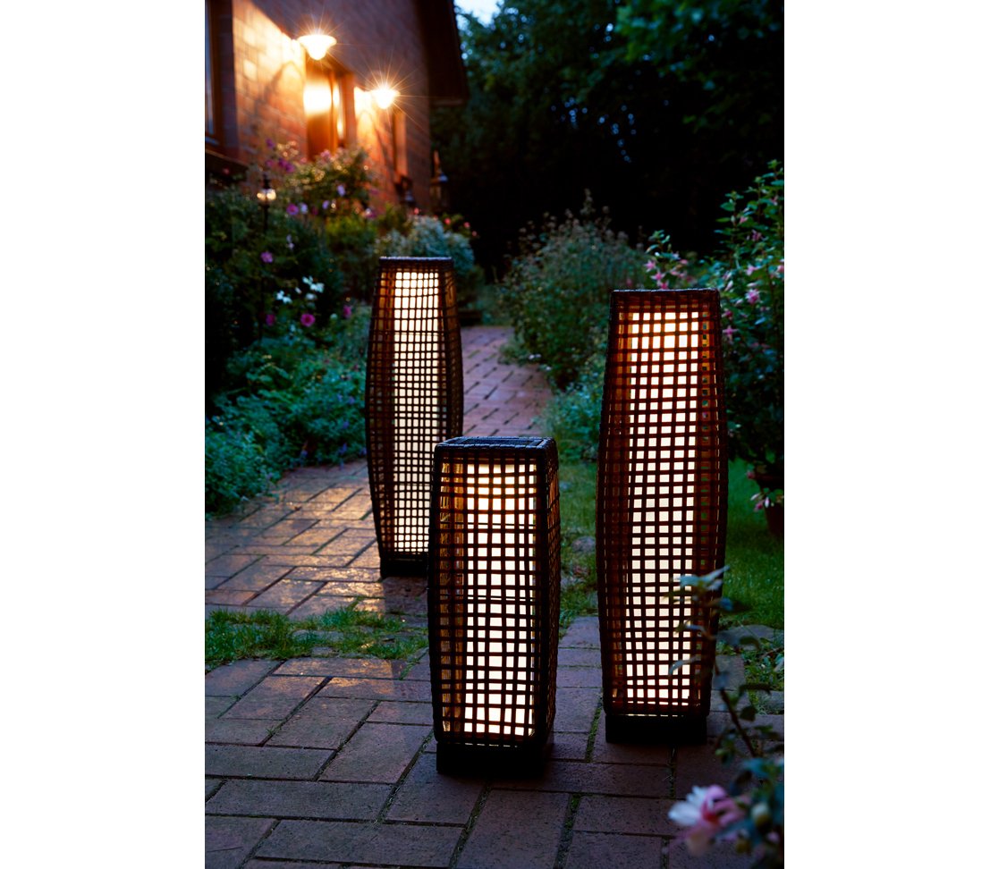 Dehner Pri Solarleuchte 78cm braun Rattan warmweiß
