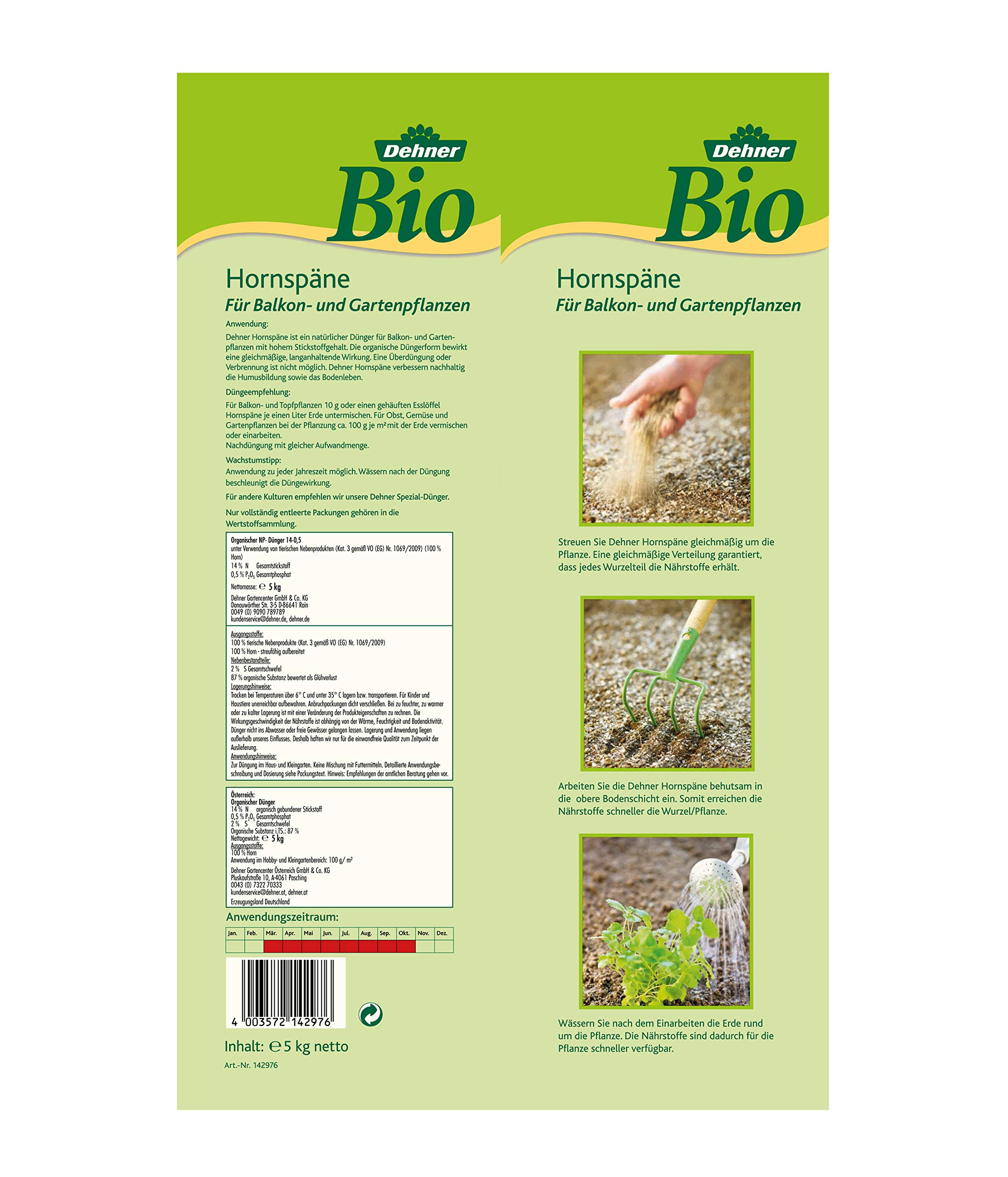 Dehner Bio Hornspäne 5kg + Pferdedünger 5kg Pellet-Duo