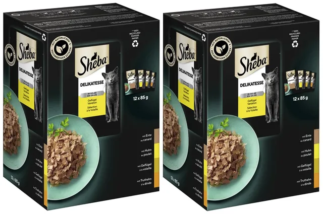 Sheba Delikatesse Gelee Nassfutter Geflügel 24x85g Schale