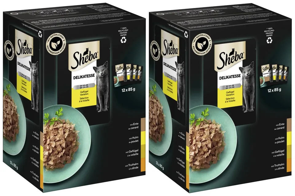 Sheba Delikatesse Gelee Nassfutter Geflügel 24x85g Schale