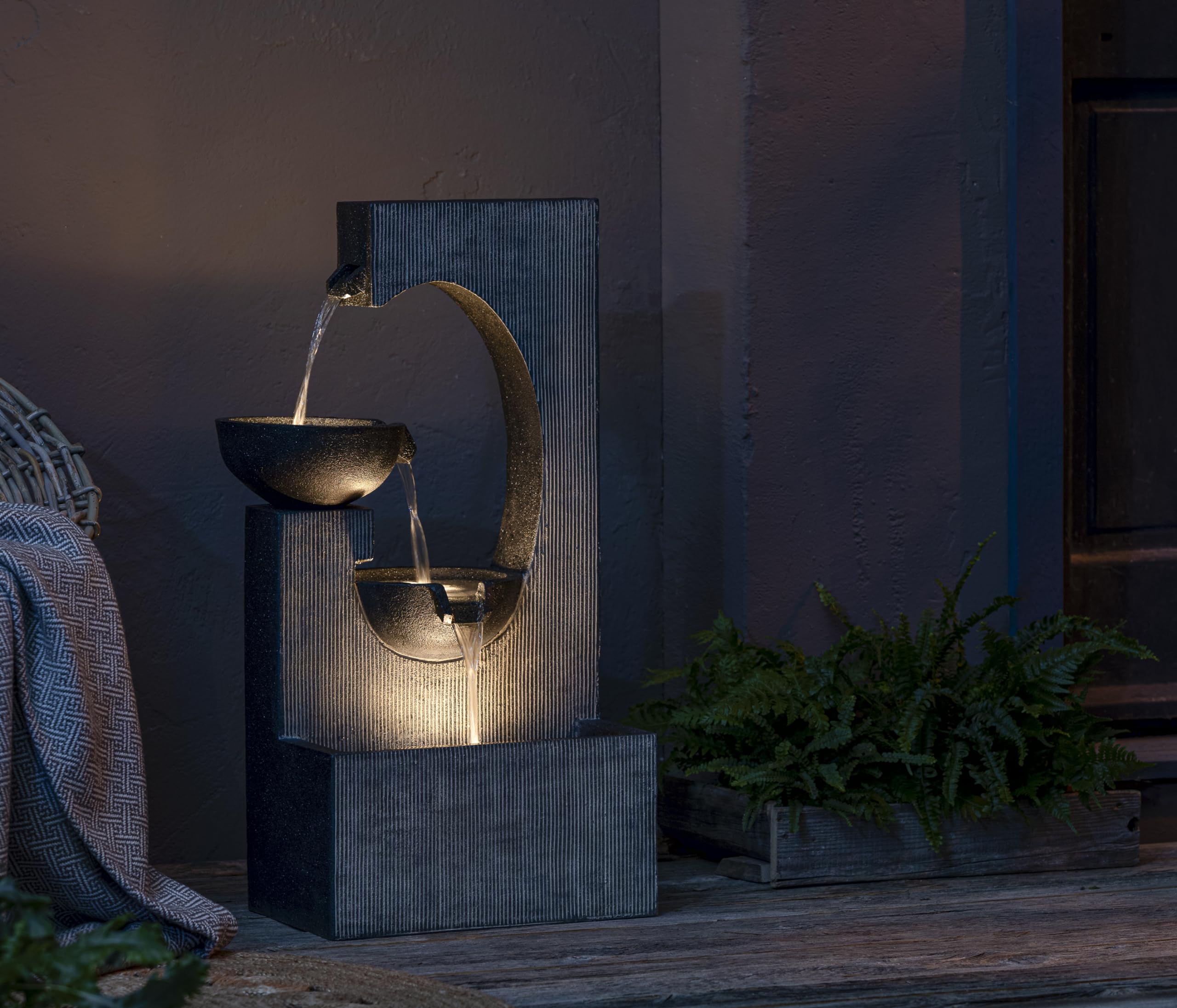Dehner Premium Lovely Lorca Solarbrunnen 81x45cm LED grau