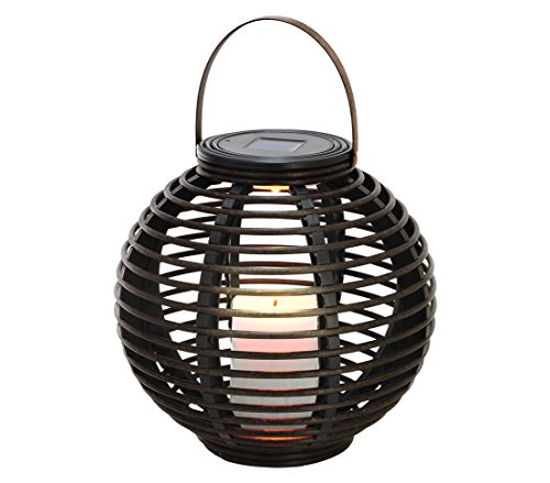 Dehner Living Rattan Solarleuchte 30x20 cm Flackerlicht