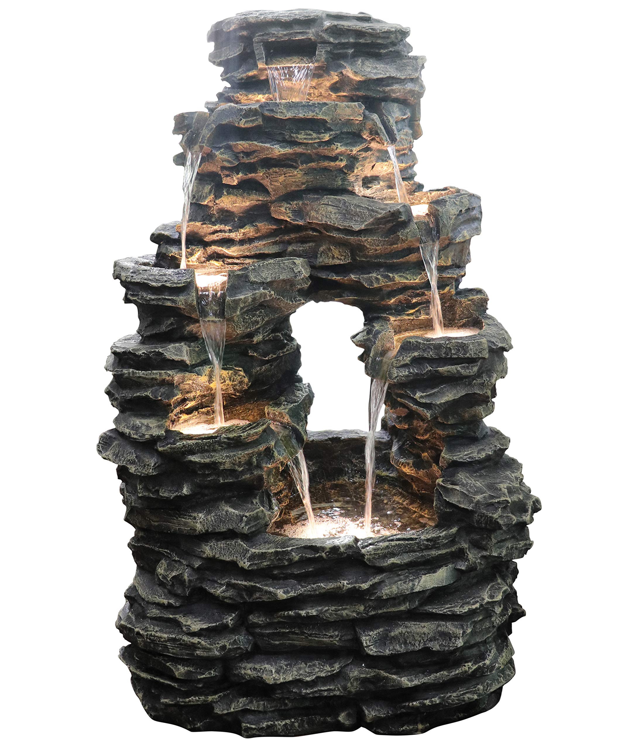 Dehner Salto Gartenbrunnen grau 99 cm LED Steinoptik