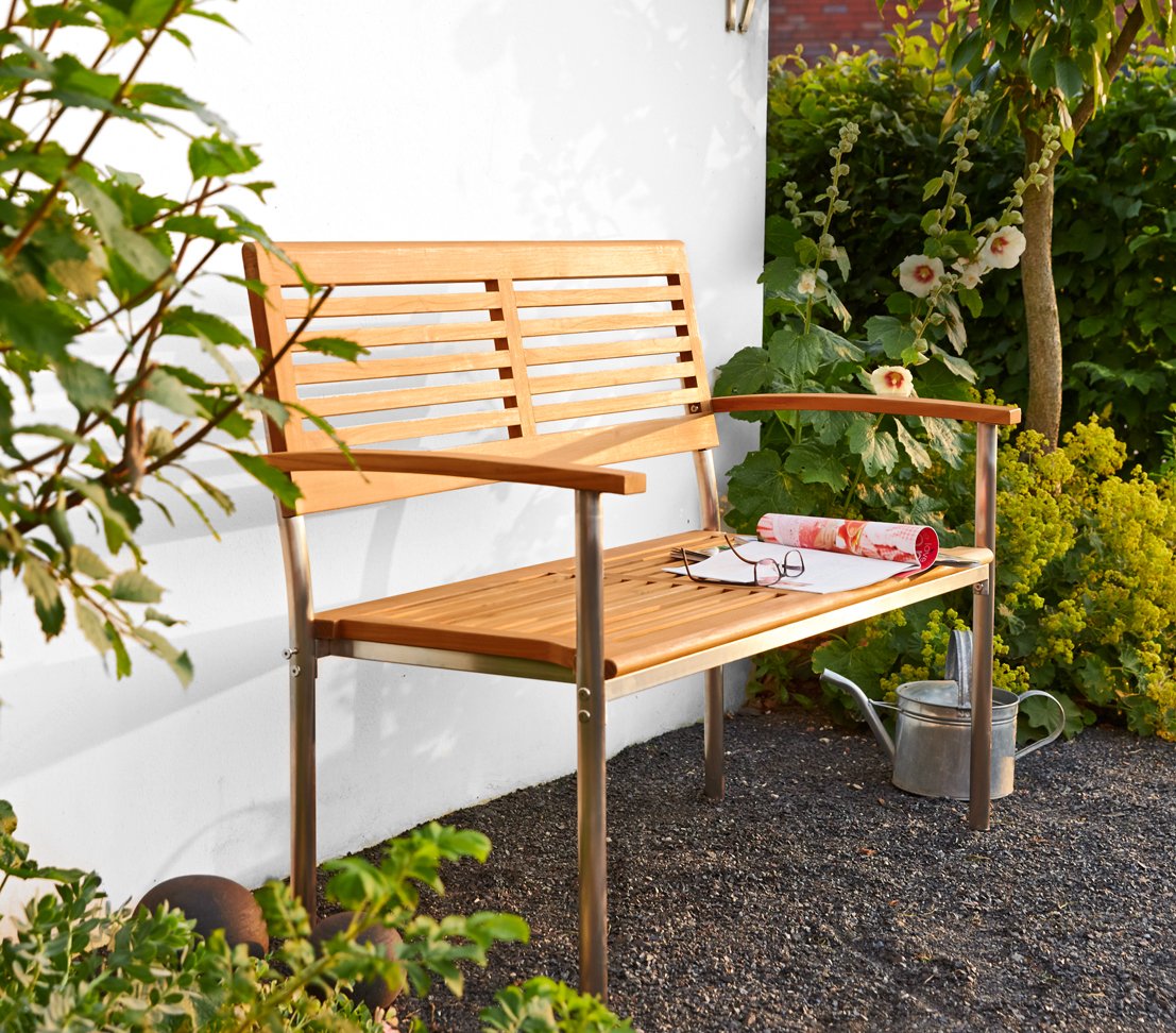 Dehner Marseilles Gartenbank 2-Sitzer 125 cm Teak natur