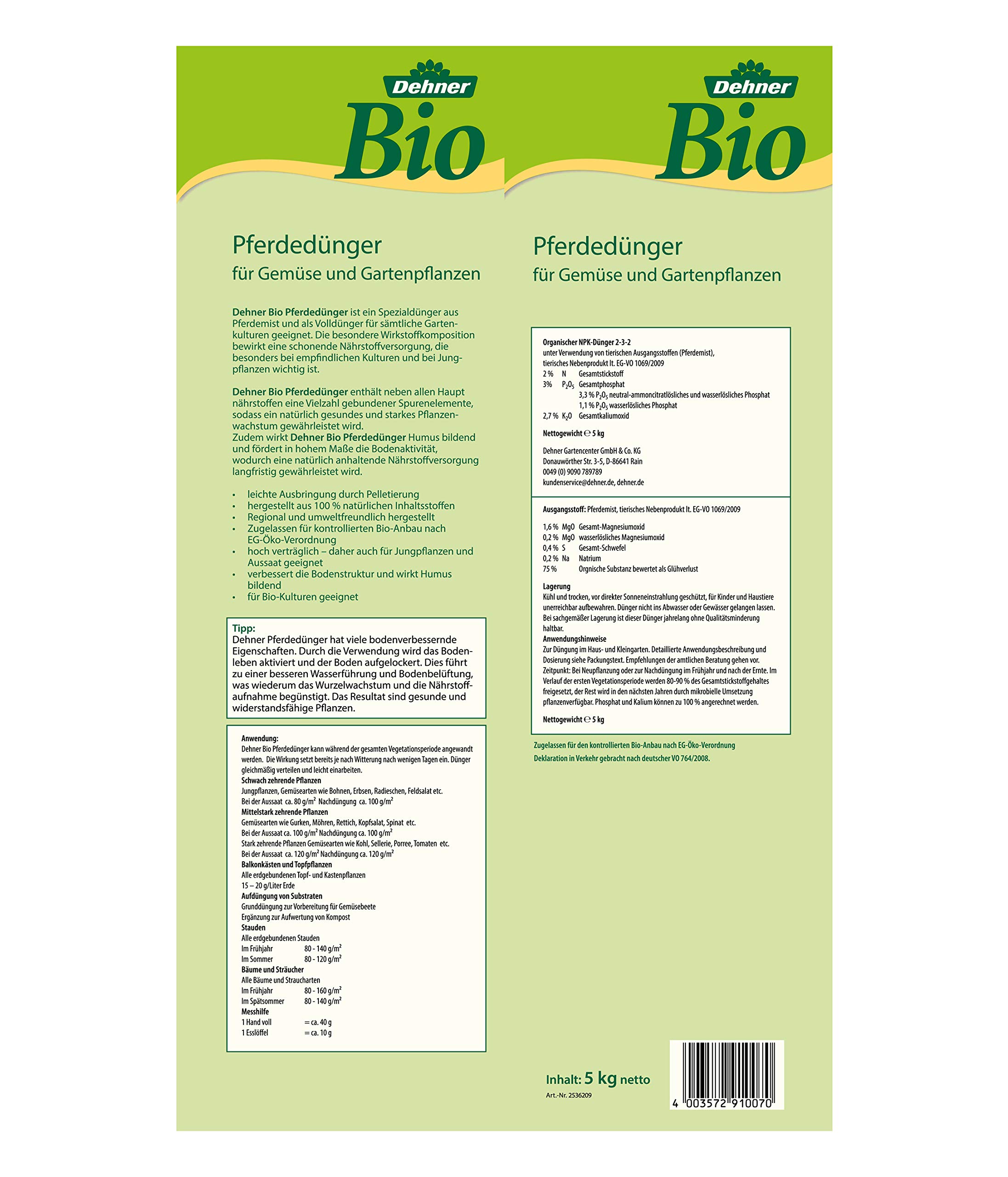 Dehner Bio Hornspäne 5kg + Pferdedünger 5kg Pellet-Duo