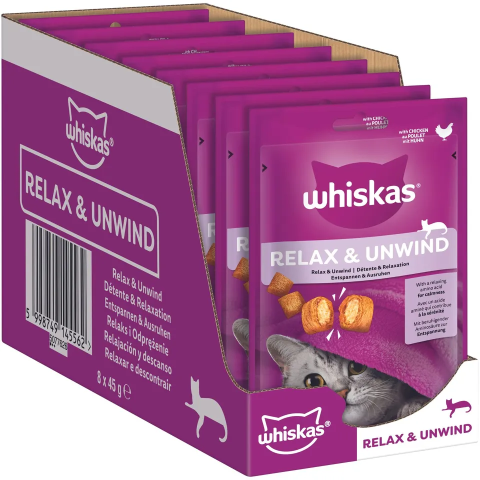 Whiskas Relax & Unwind Huhn Snack 8x45g knusprig