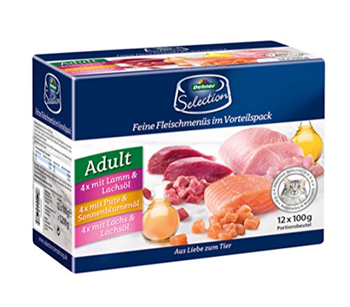 Dehner Premium Multipack Nassfutter Katze 12x100g Lamm Pute Lachs