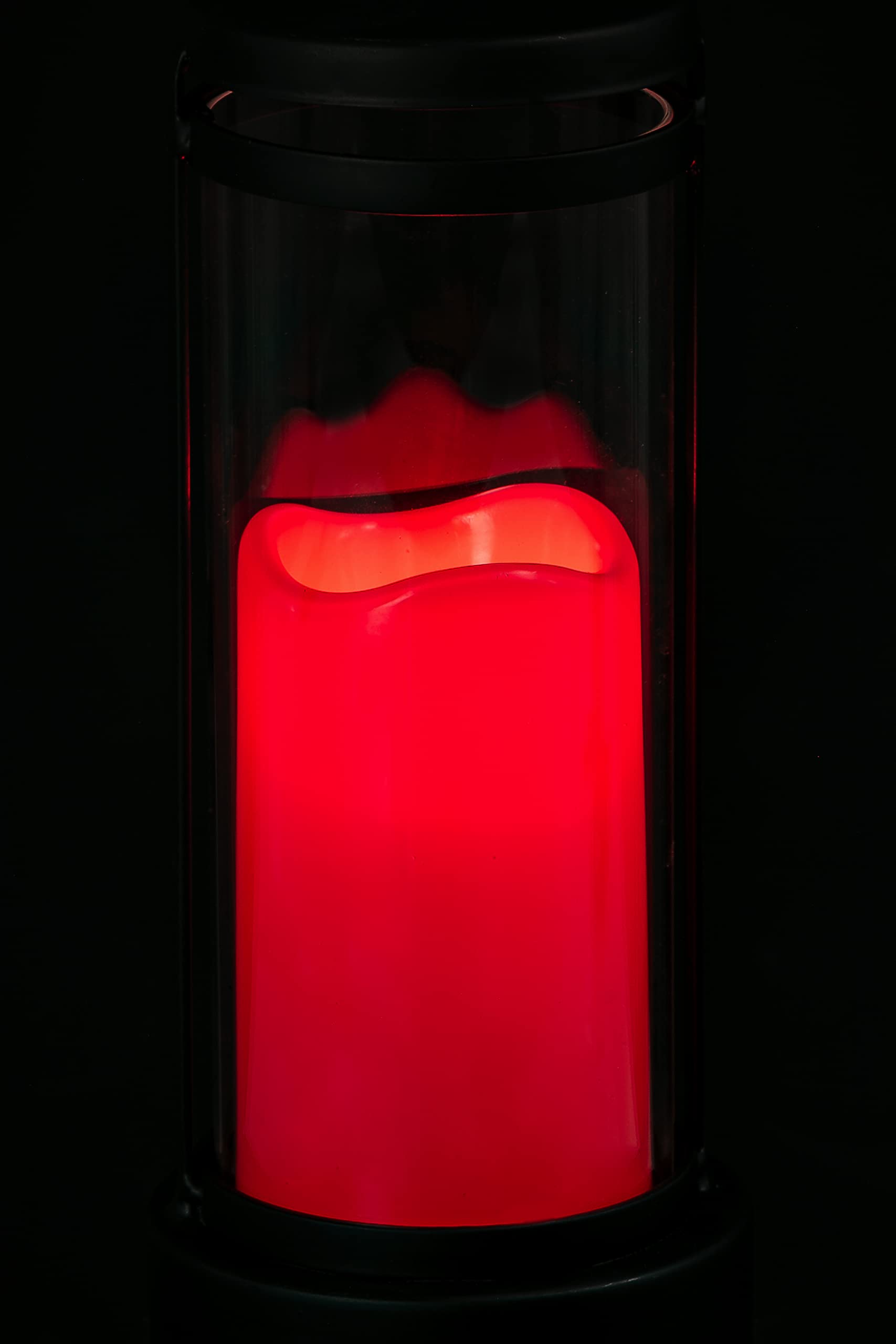 Dehner Grablaterne LED Eisen Glas rot 27 cm Timer