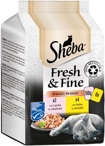Sheba Fresh & Fine Nassfutter Sauce Lachs Huhn 30x50g