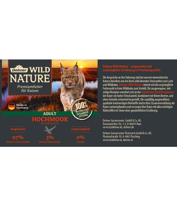 Dehner Premium Lovely Wild Nature Hochmoor Nassfutter 6x200g Ente