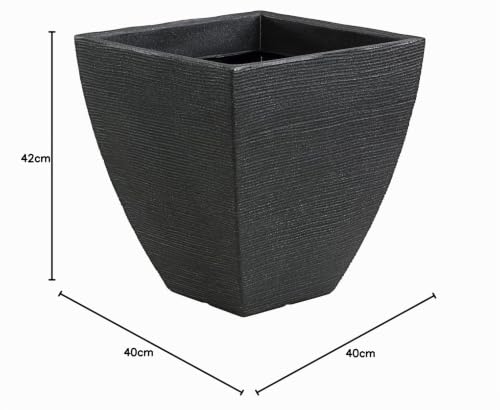 Dehner Capri Pflanztopf Riffel anthrazit 40 x 42 cm
