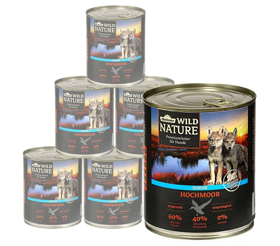 Dehner Wild Nature Hochmoor Junior Nassfutter Ente 6x800g getreidefrei