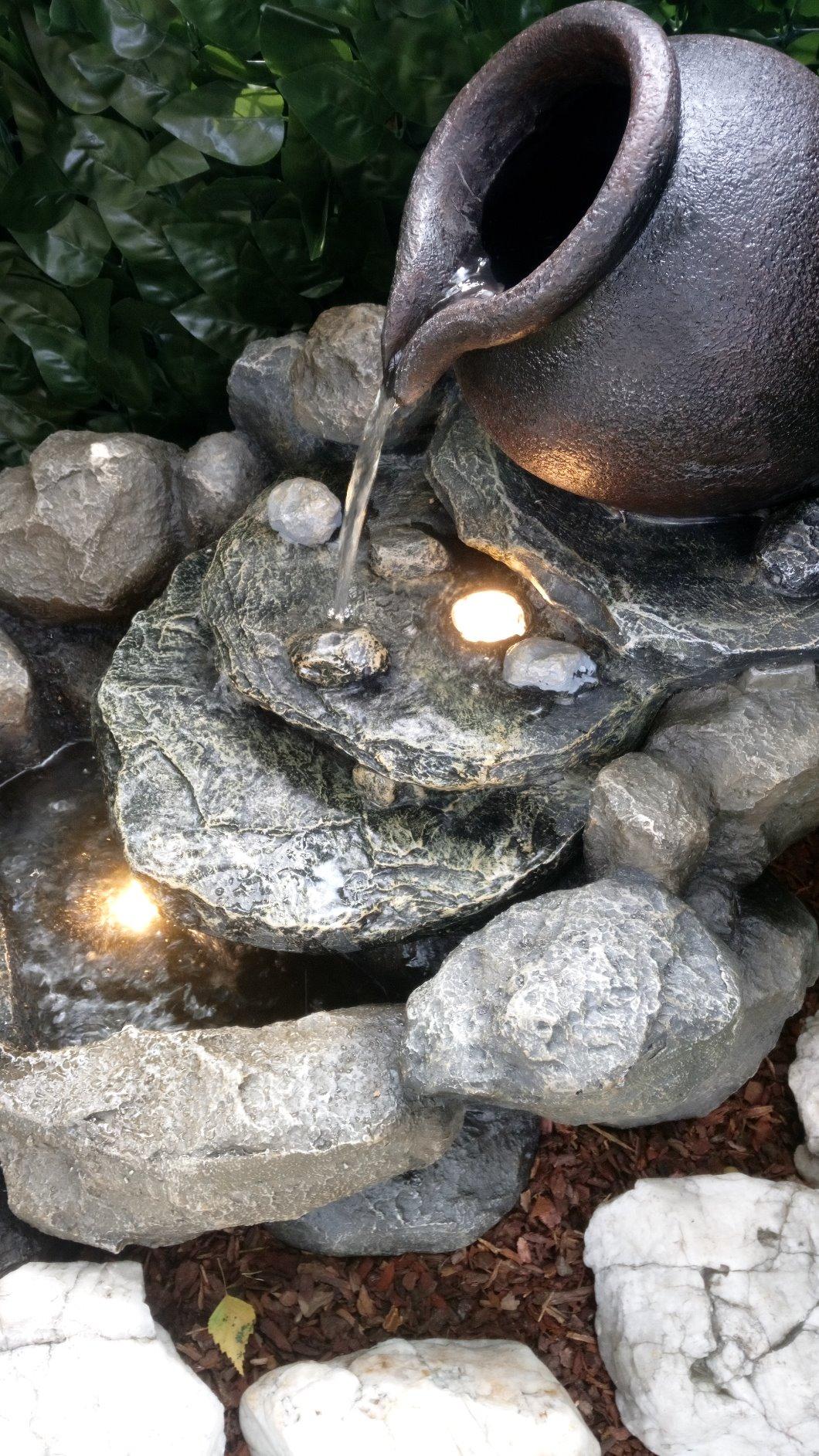Dehner Premium Lovely Florero Gartenbrunnen LED Polyresin 6L