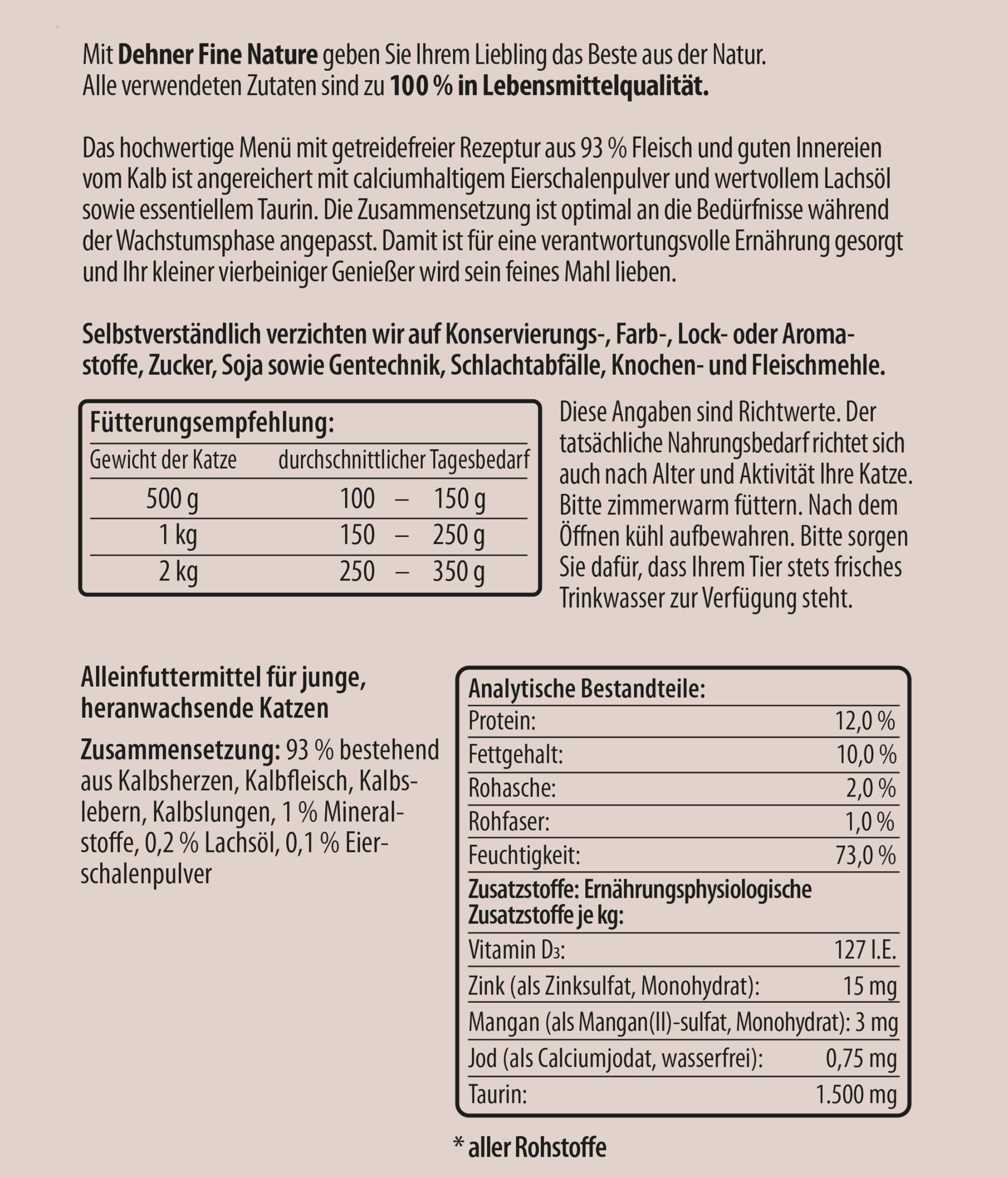 Dehner Fine Nature Kitten Kalb Nassfutter 6x400g getreidefrei