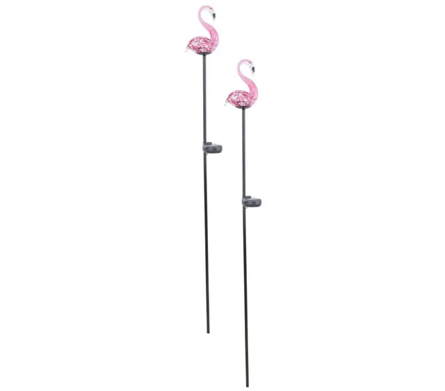 Dehner Premium Flamingo Solar Dekostab rosa 2 Stück 100cm