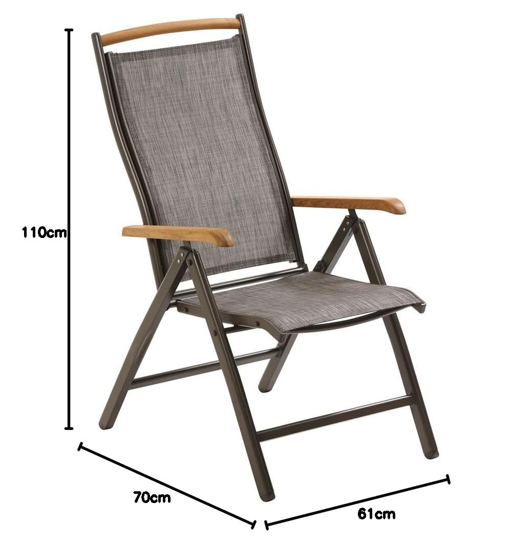 Dehner Calais Klappsessel anthrazit 110cm Teak verstellbar