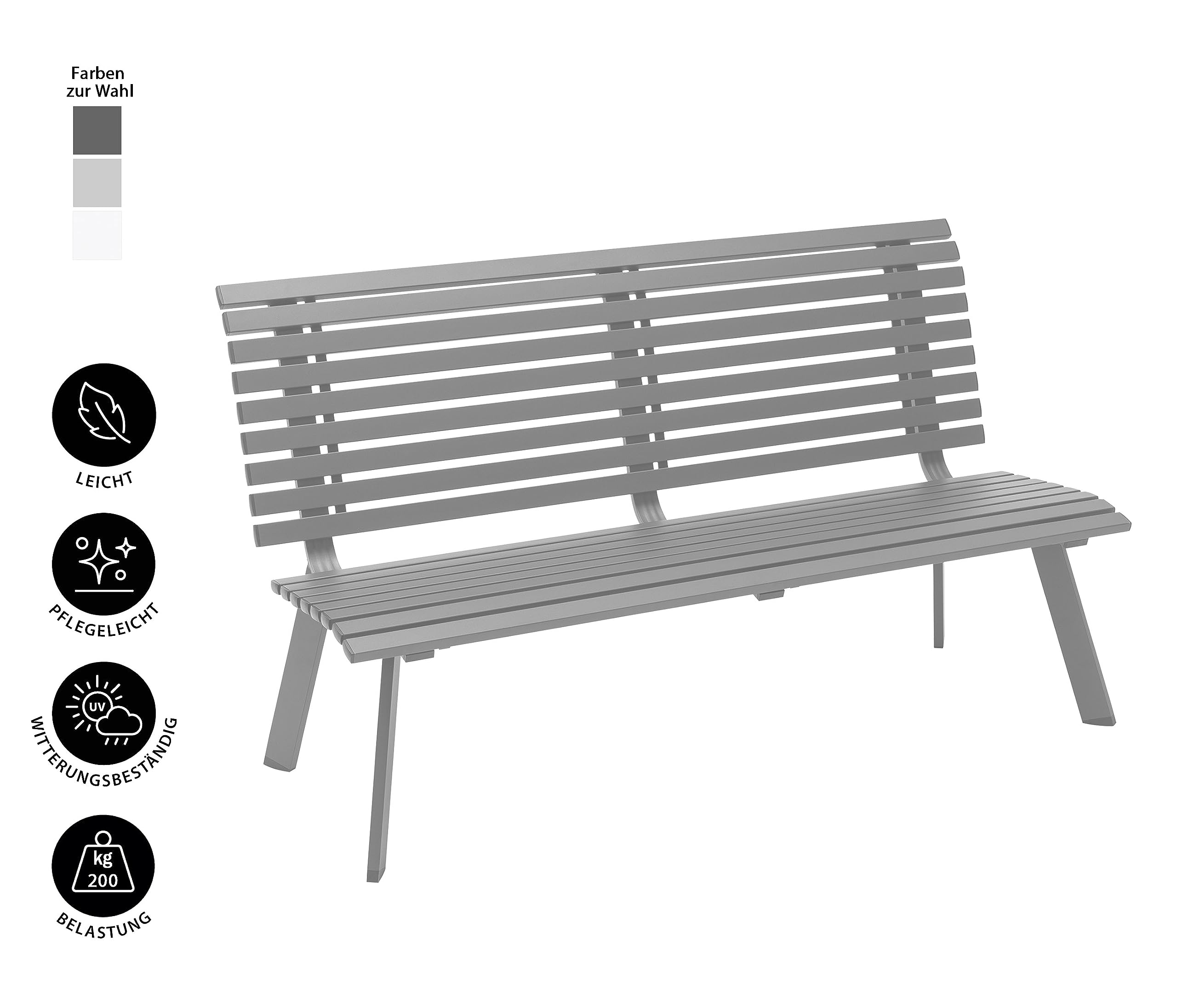 Dehner London Gartenbank 2-Sitzer Alu grau 150 cm
