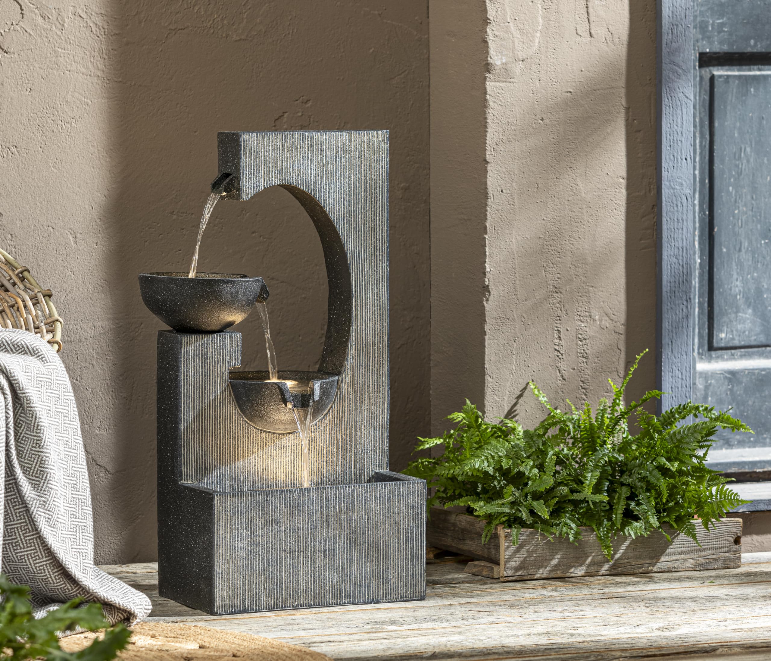 Dehner Premium Lovely Lorca Solarbrunnen 81x45cm LED grau