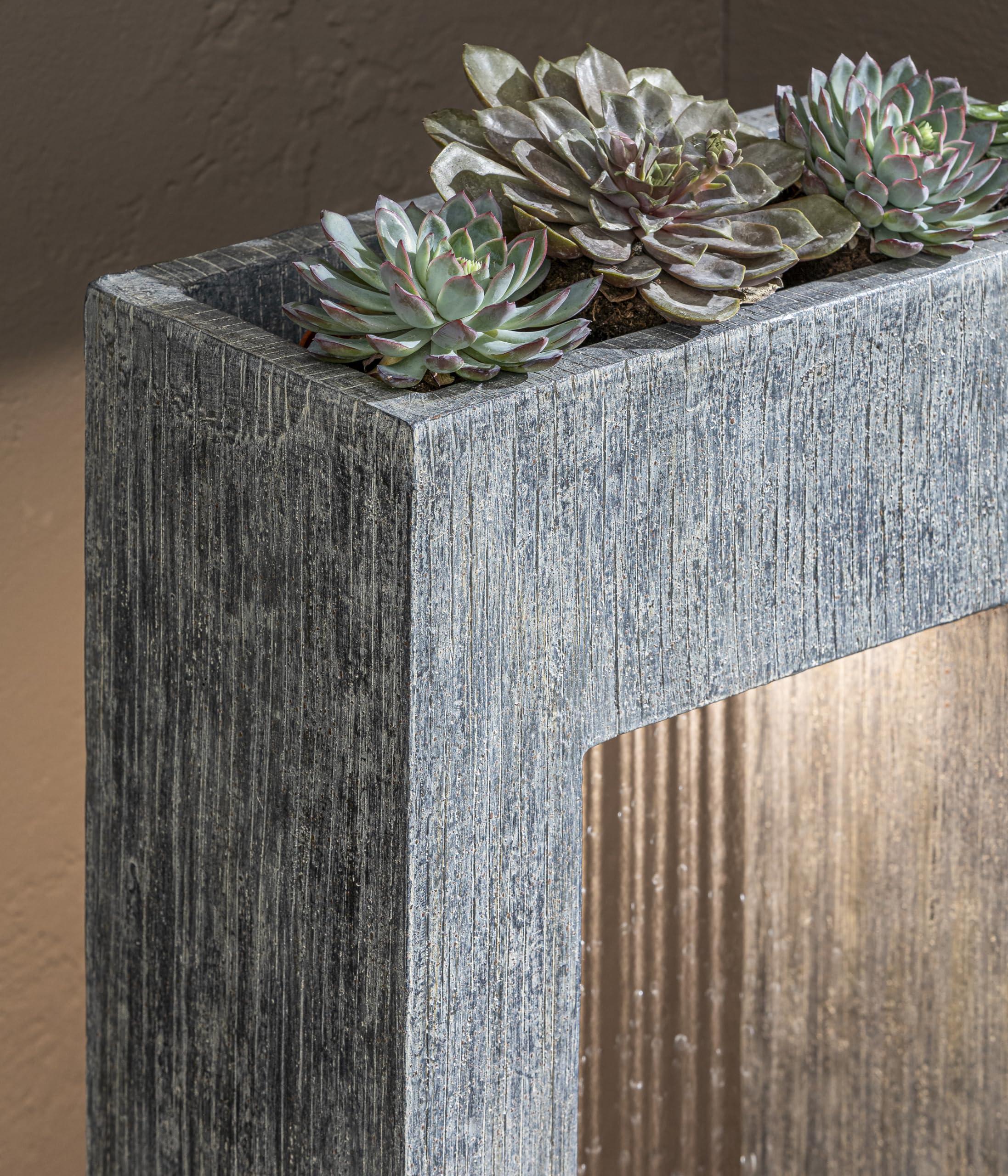 Dehner Vigo Gartenbrunnen Solar LED grau 77,9cm Polyresin