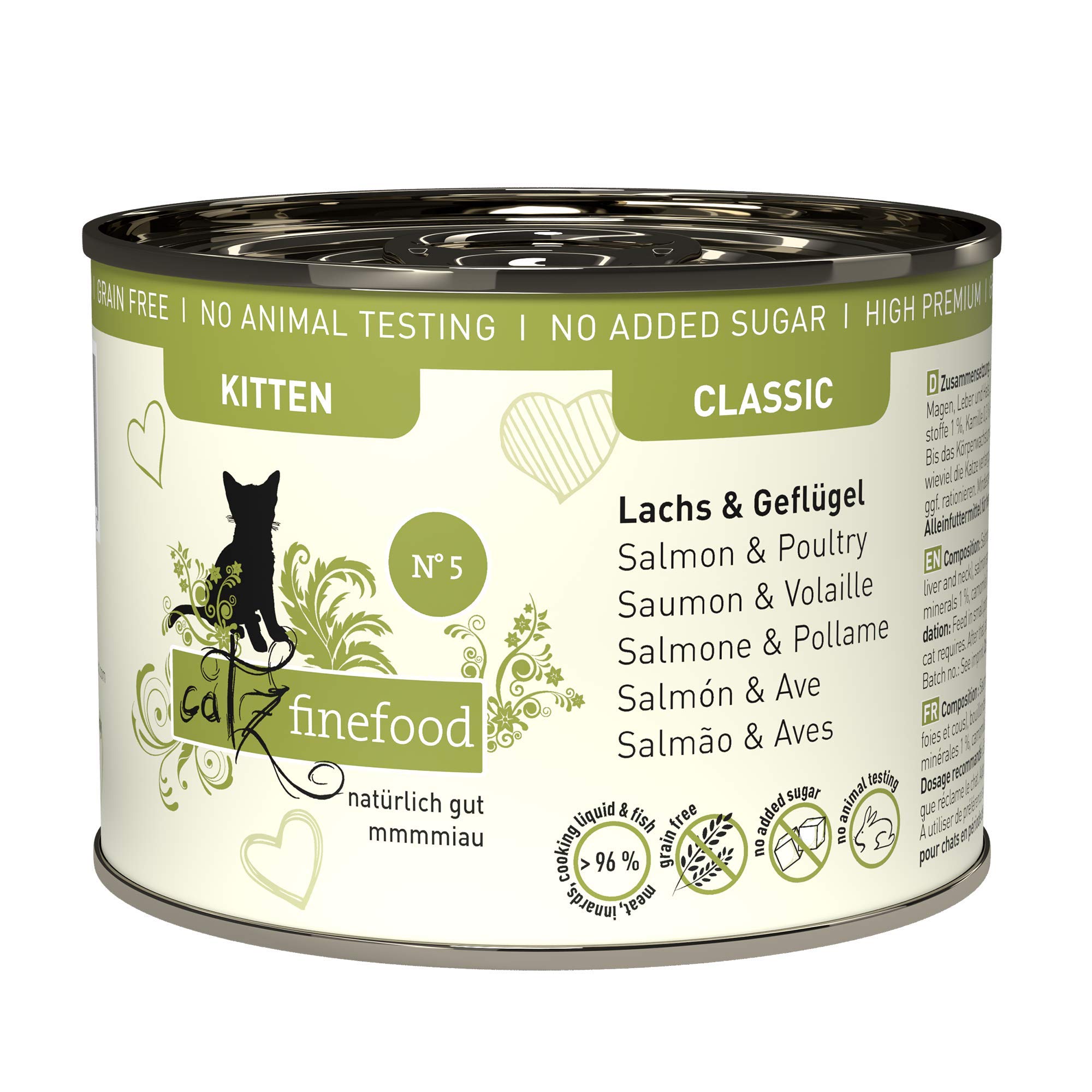 catz finefood Kitten No.5 Lachs Geflügel Nassfutter 16x85g