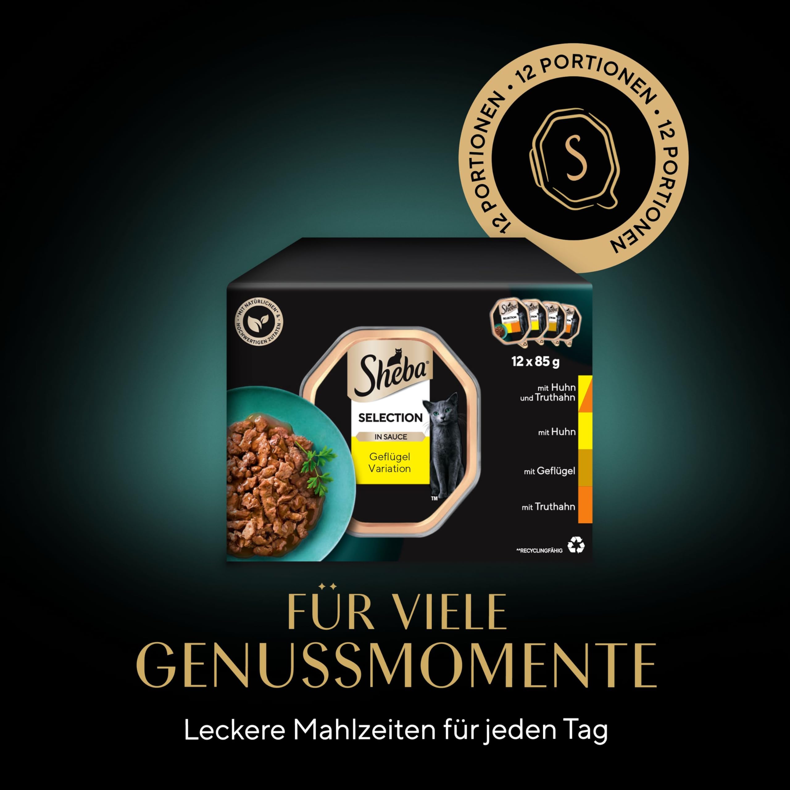 Sheba Selection Geflügel Katzennassfutter 72x85g Sauce
