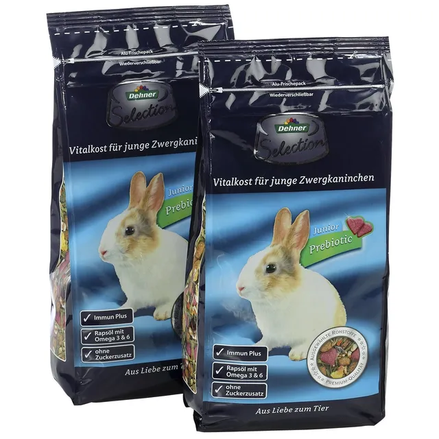 Dehner Selection Zwergkaninchenfutter Junior Futter 2x750g prebiotisch
