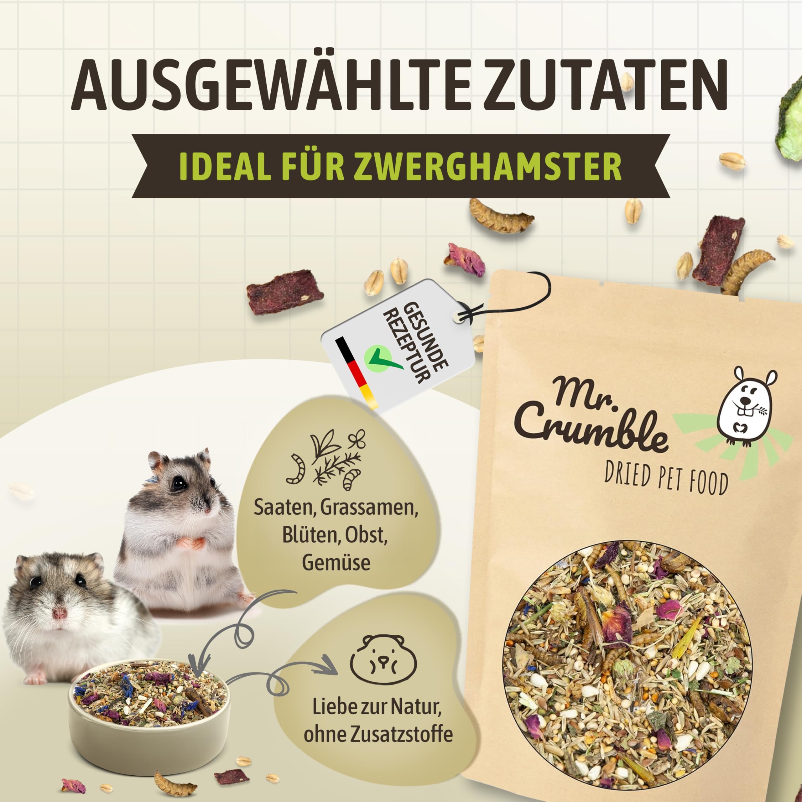 Mr. Crumble Kleiner Körnerschatz Hamsterfutter 1kg pelletfrei