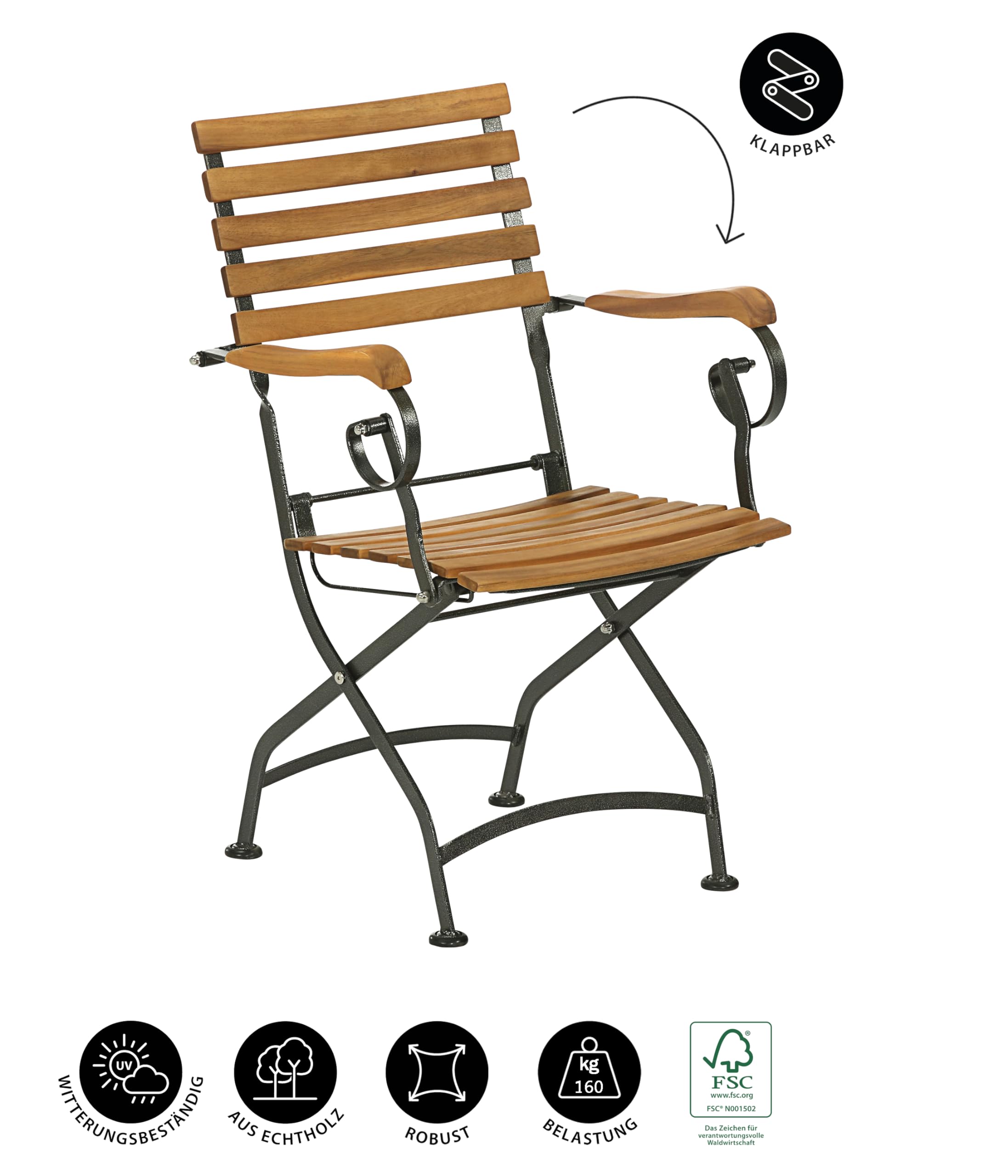 Dehner Tegernsee Klappsessel 88x57x56cm natur wetterfest