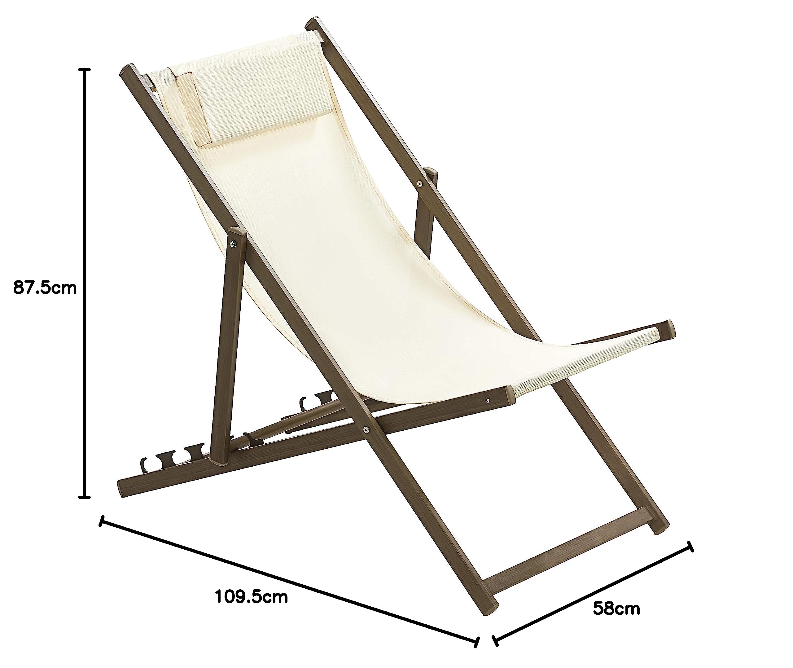 Dehner Premium Lovely Aruba Strand-Klappstuhl weiß-braun Textil