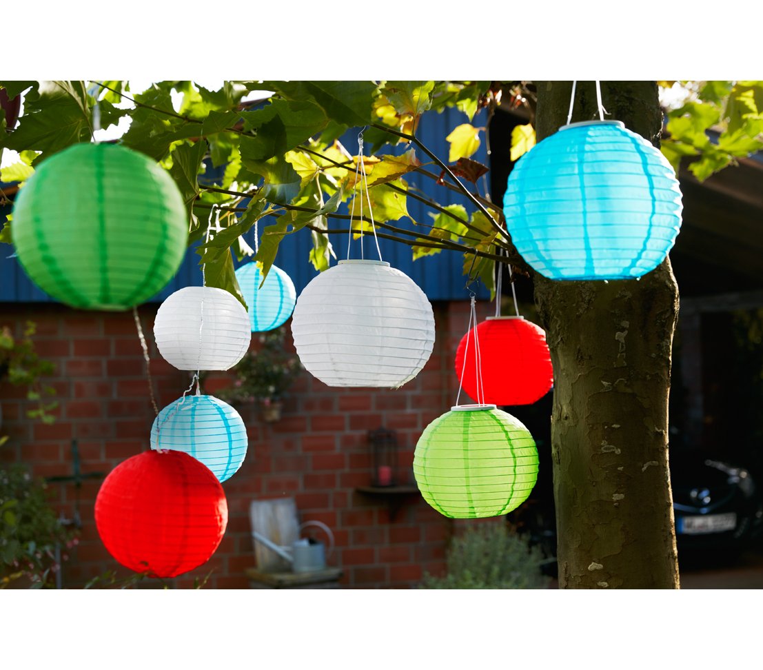 Dehner Solar Lampion Gartenleuchte blau Nylon 28cm