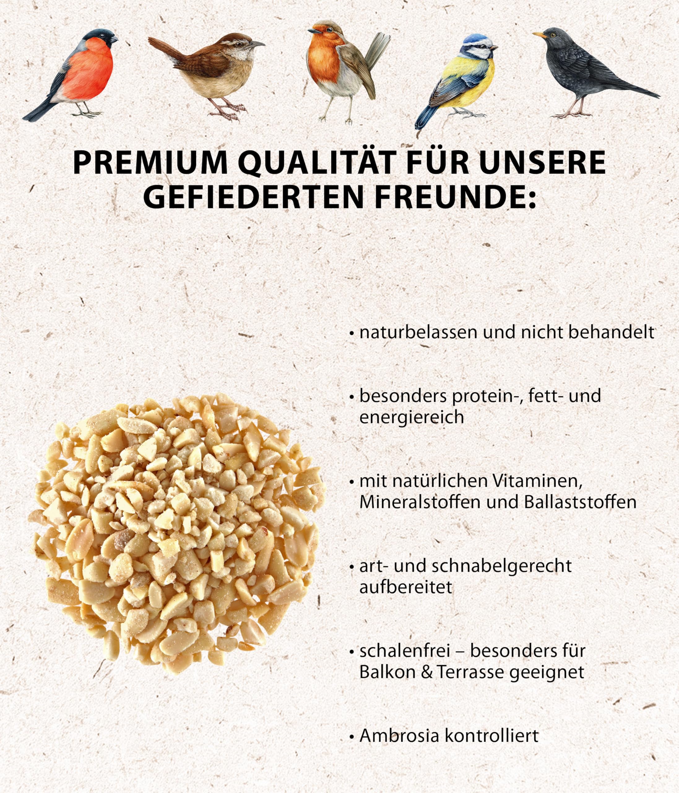 Dehner Natura Premium Wildvogelfutter Erdnüsse 10kg schalenfrei