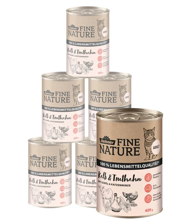Dehner Fine Nature Nassfutter Kalb Truthahn 6x400g Dose