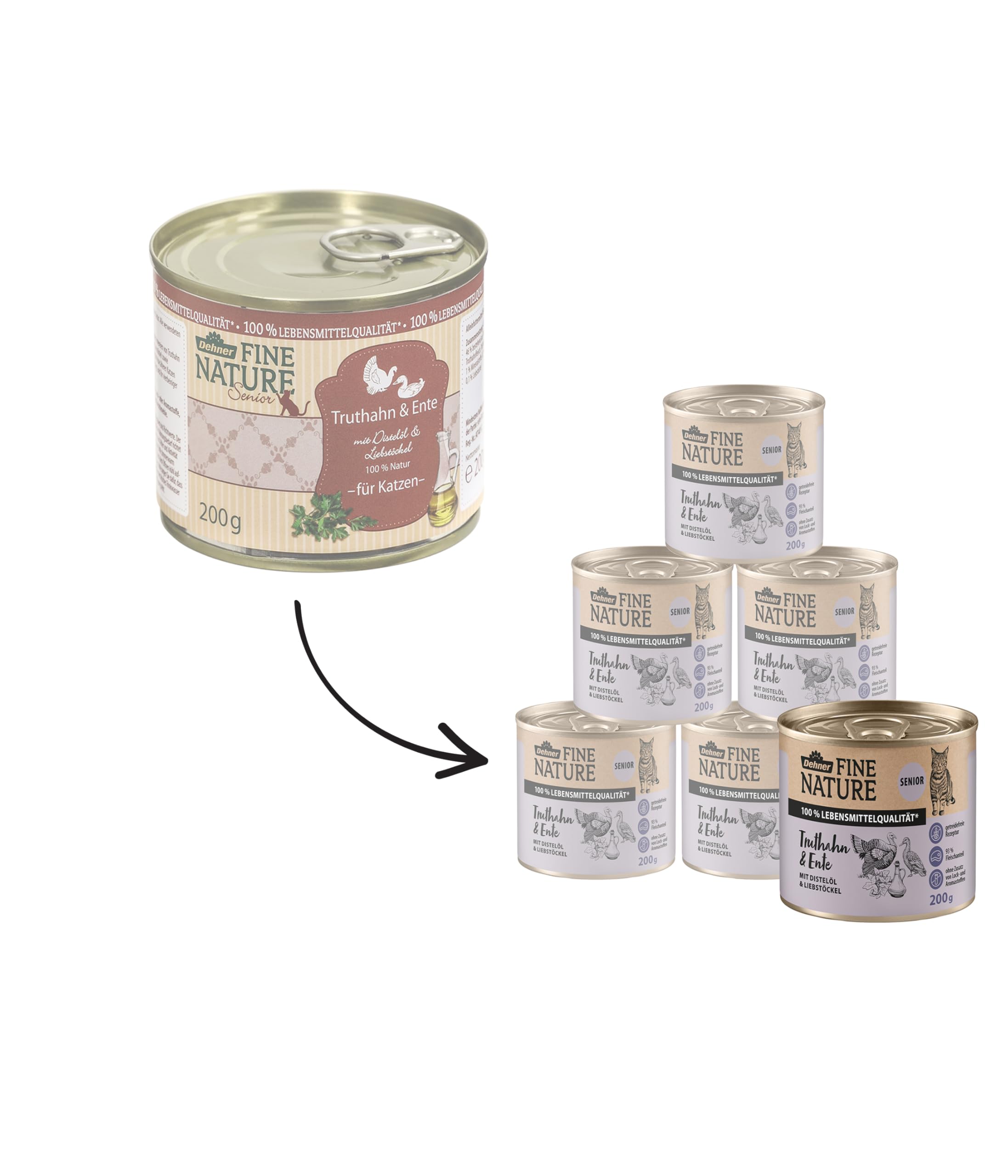 Dehner Fine Nature Nassfutter Truthahn Ente Senior 6x200g