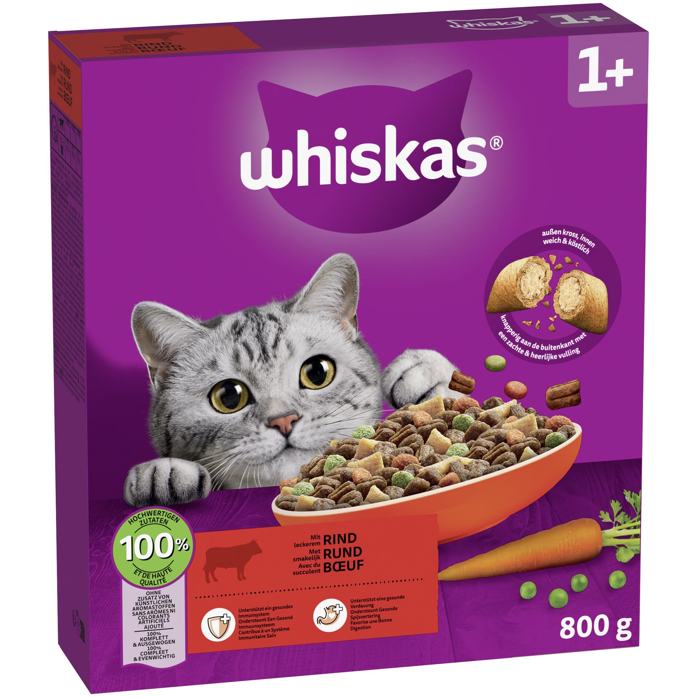 Whiskas mit Rind Trockenfutter 5x800 g Adult