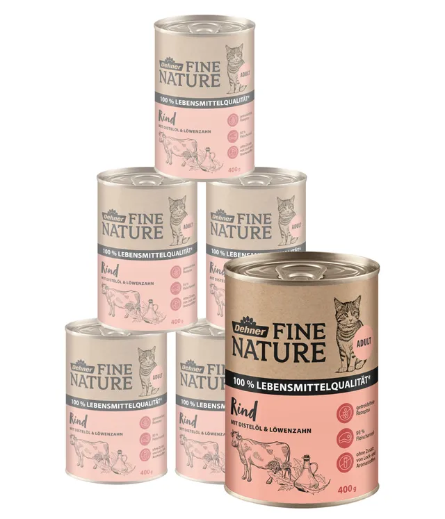 Dehner Fine Nature Adult Nassfutter Rind 6x400 g getreidefrei