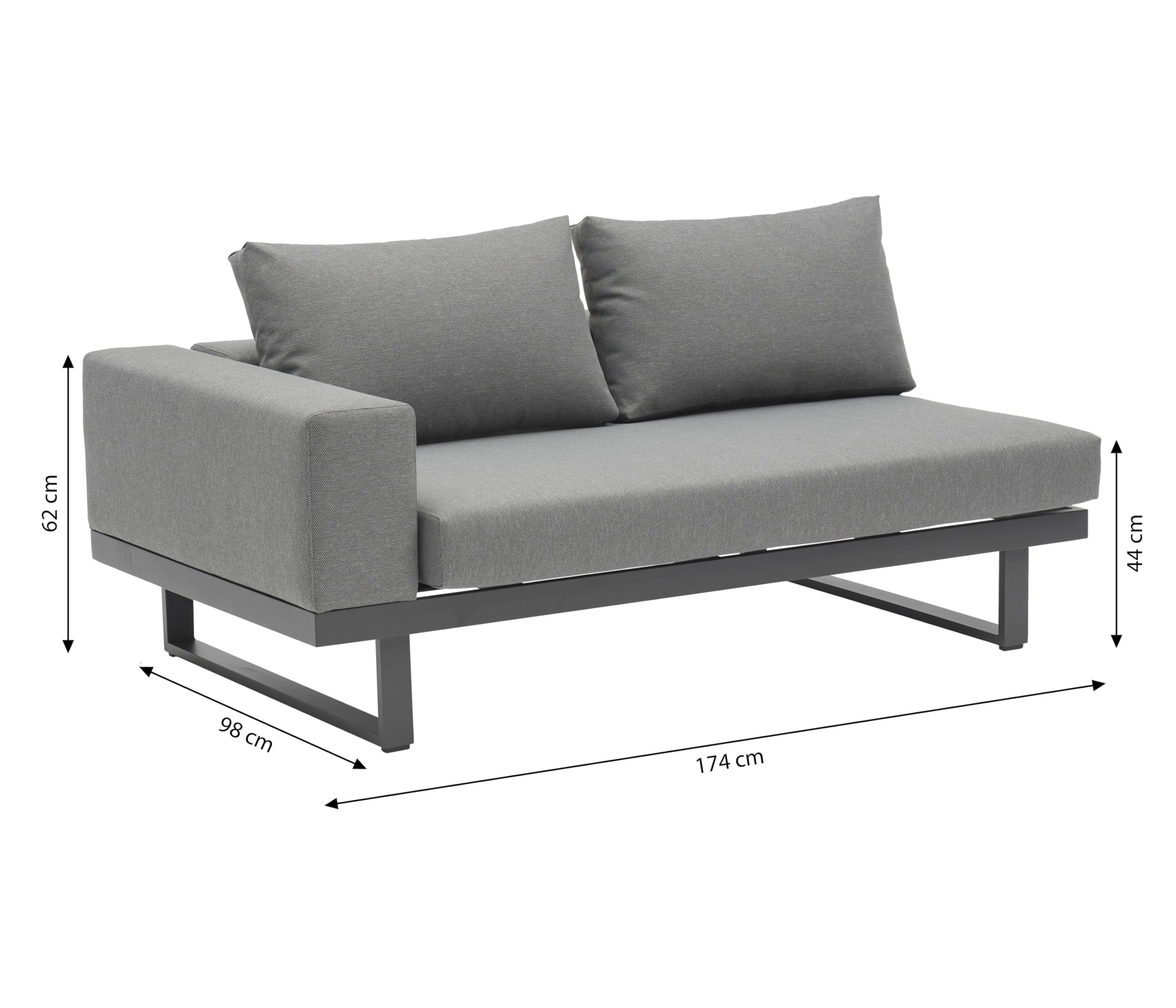 Dehner Riva Garten-Lounge 3-teilig 4-Sitzer schwarz