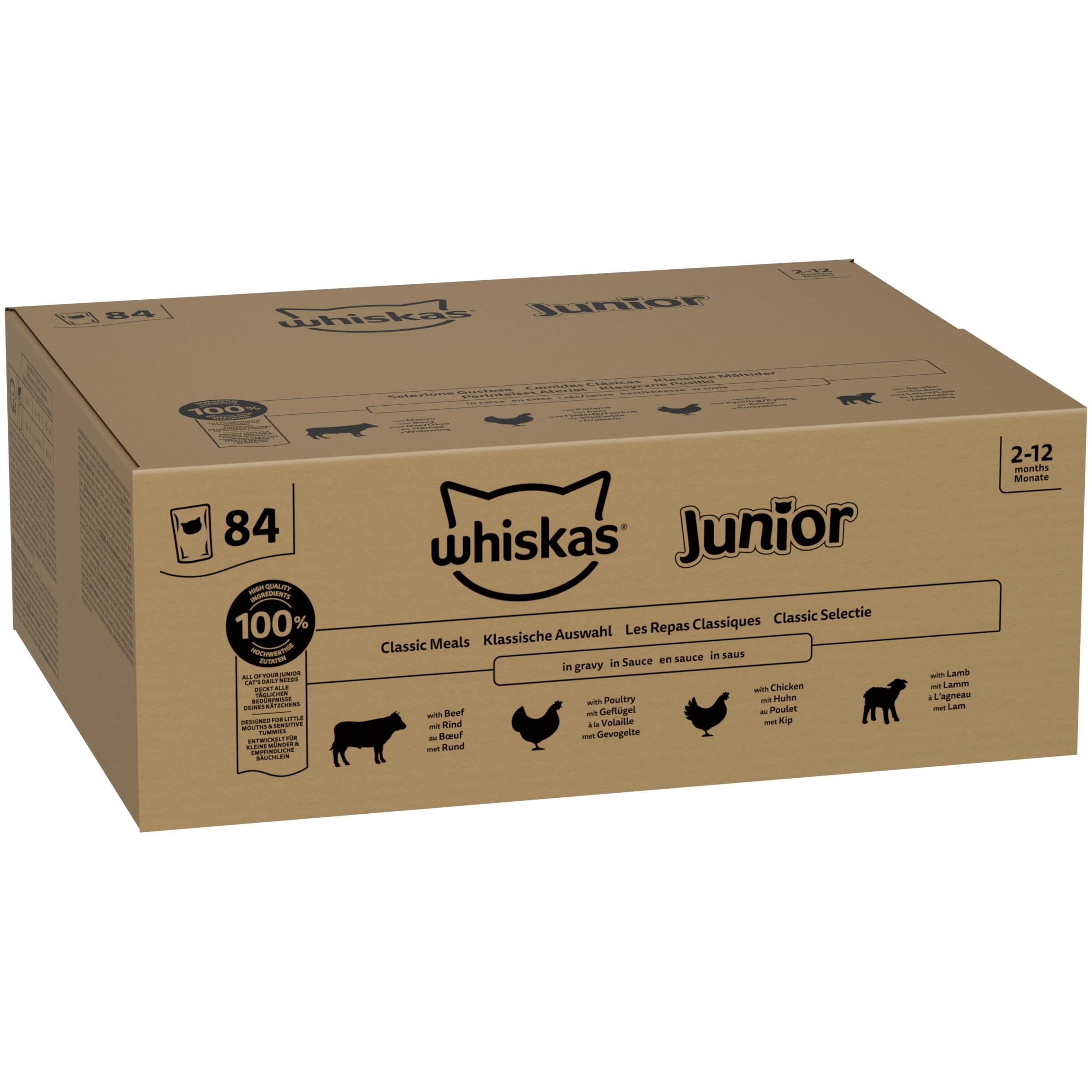 Whiskas Junior Nassfutter in Sauce Klassische Auswahl 84x85g