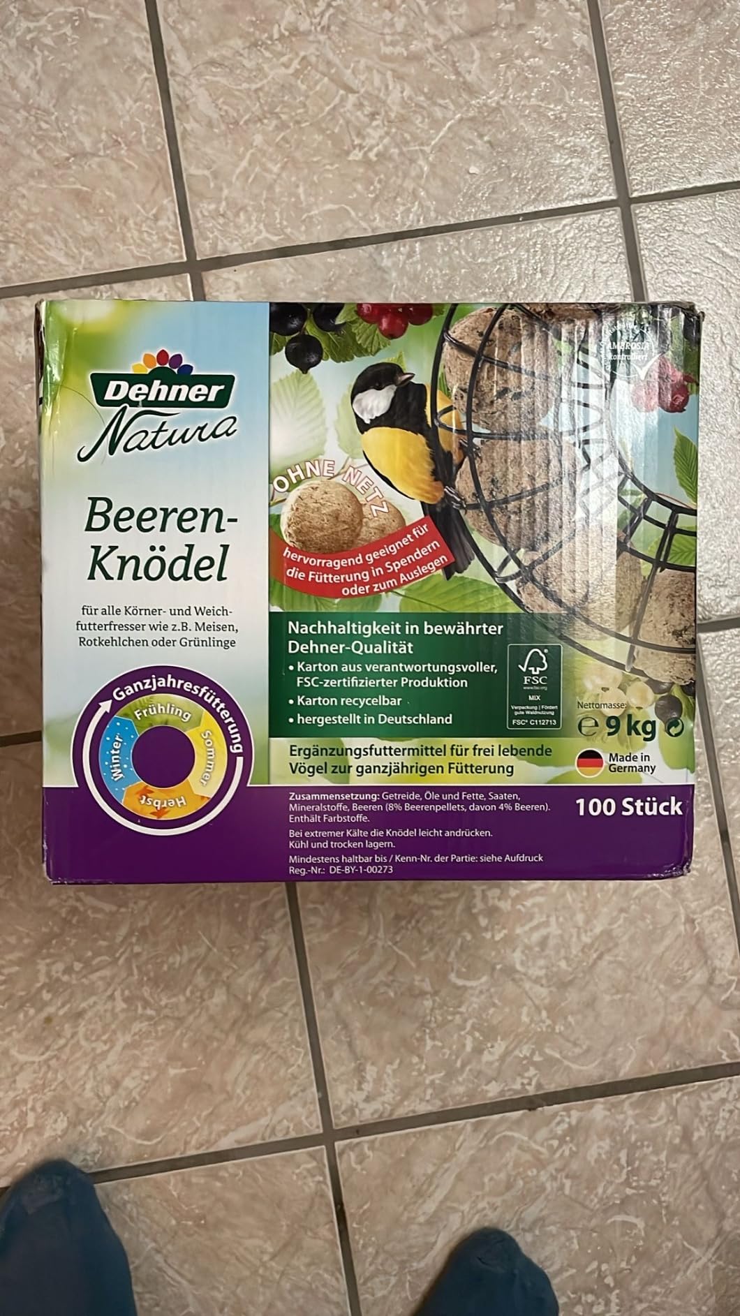 Dehner Natura Meisenknödel ohne Netz Beeren Wildvogelfutter 100x90g