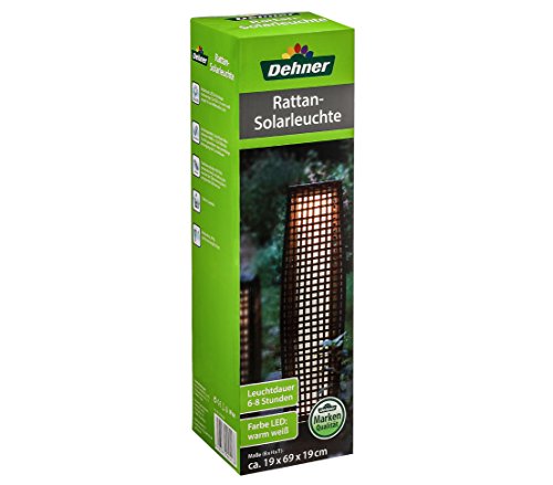 Dehner Pri Solarleuchte 69cm braun Rattan warmweiß