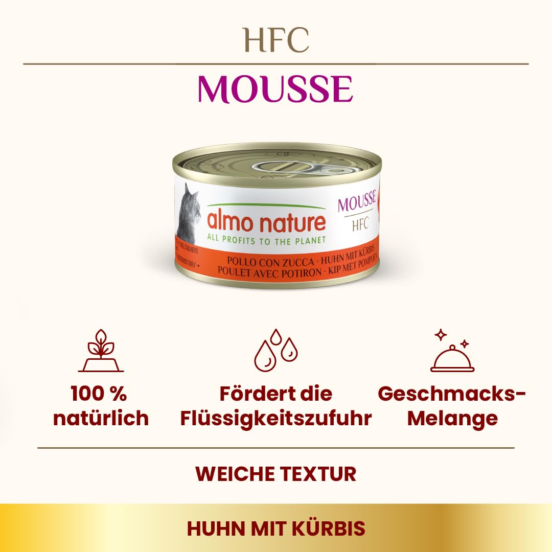 Almo Nature HFC Mousse Nassfutter Huhn Kürbis 24x70g samtig