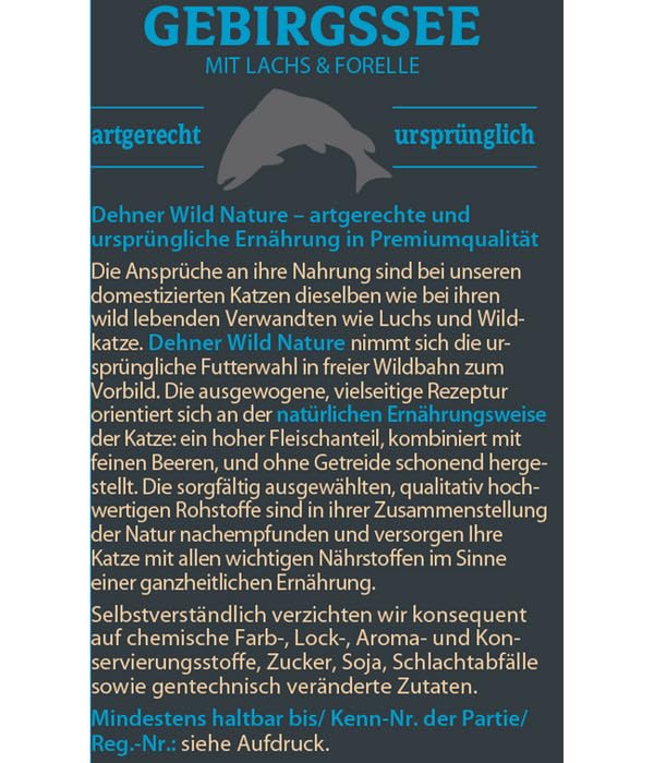Dehner Wild Nature Gebirgssee Nassfutter Lachs 16x85g zuckerfrei