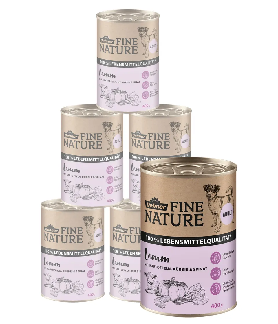 Dehner Fine Nature Lamm Hundefutter nass 6x400g getreidefrei
