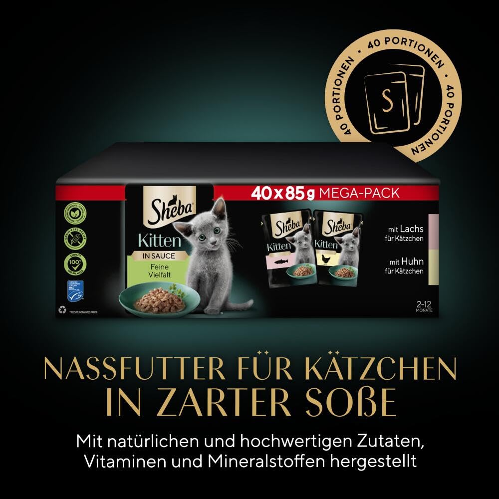 Sheba Feine Vielfalt Lachs Huhn Nassfutter Sauce 40x85g Kitten
