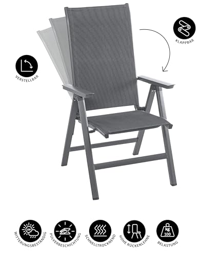 Dehner Cleveland Klappsessel Aluminium grau 108cm