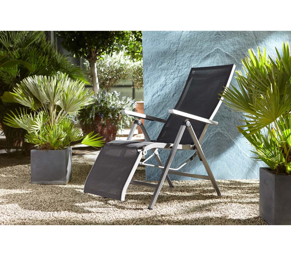 Dehner Macon Relaxsessel schwarz-silber 112x76,5x60 cm stabil