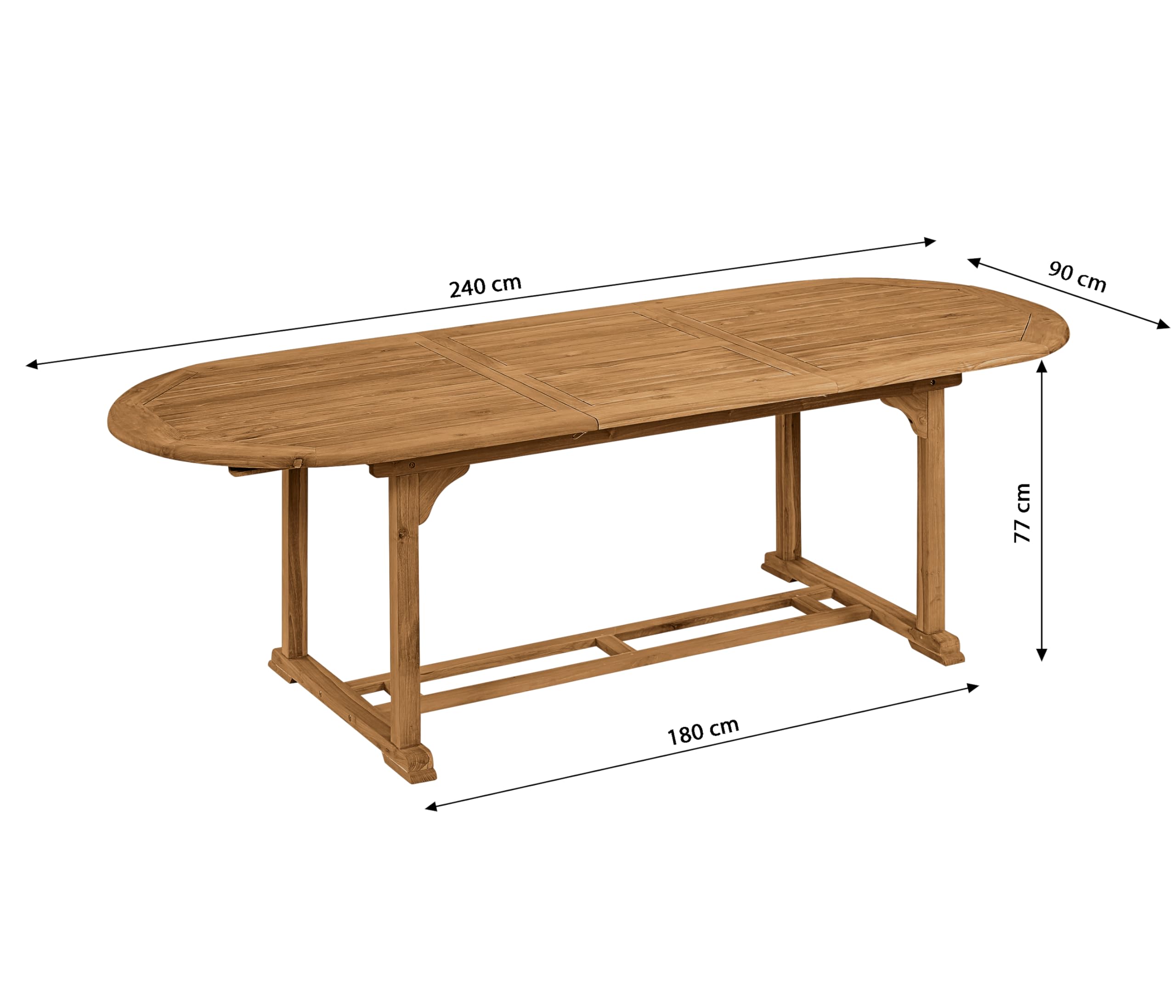 Dehner Havanna Gartentisch 180/240x90 cm hellbraun Teakholz